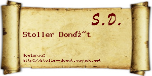 Stoller Donát névjegykártya